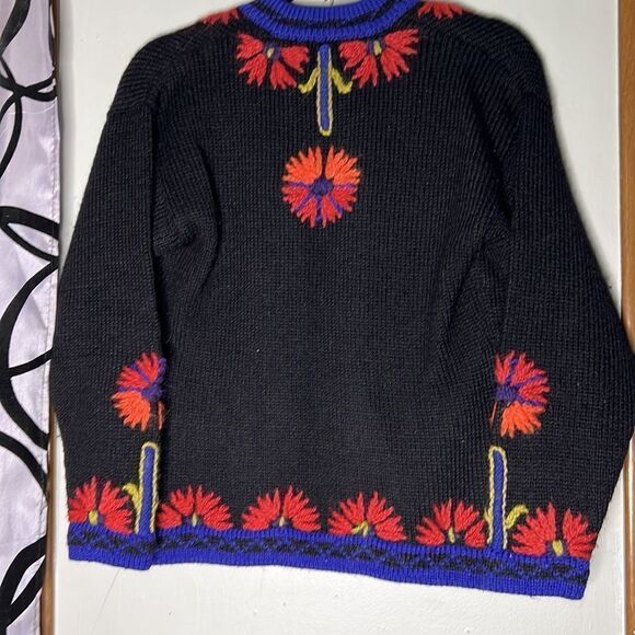 mfaboston llama/wool blend floral open cardigan - Picture 9 of 12